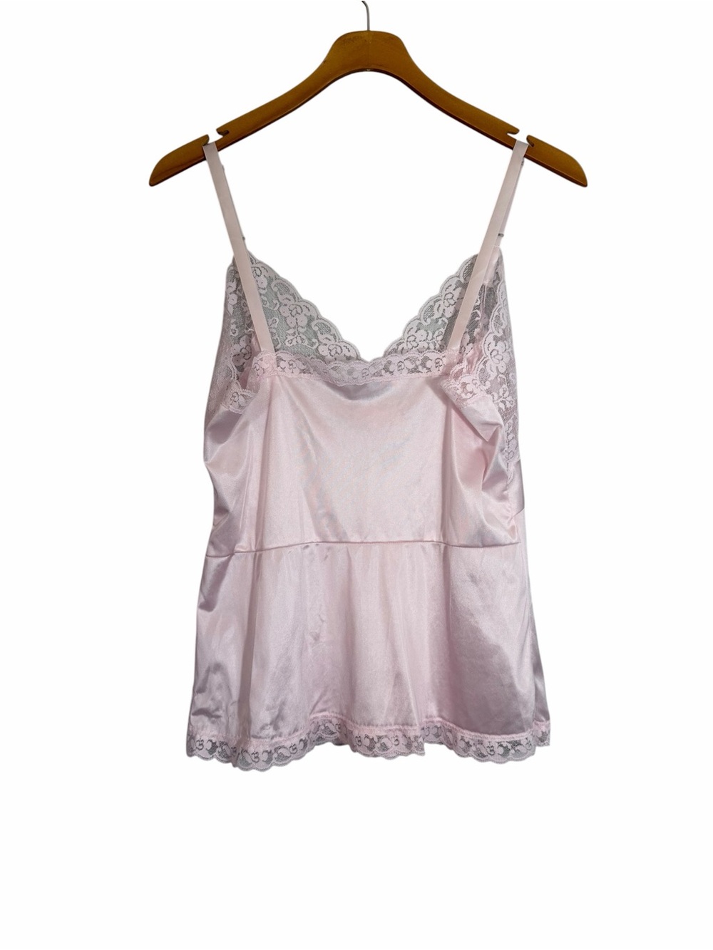 Vintage Delicate Pink Lace-Trim Satin Cami Floral Detail Size M Fairy Coquette - Picture 2 of 9